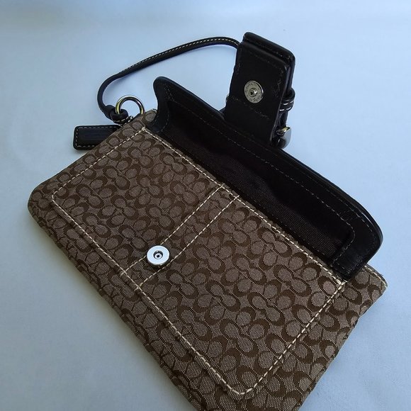 Coach Tan and Brown Wristlet Clutch - Picture 13 of 14